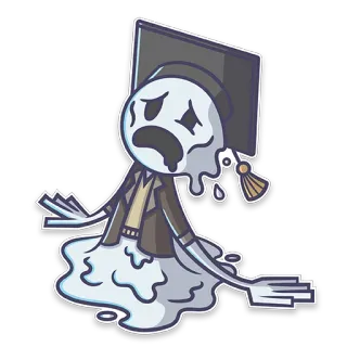 🫠 graduation, triste, fondu, échec, dessin animé, étudiant telegram sticker