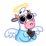 😇 cow, angel, halo, cute, animal telegram sticker