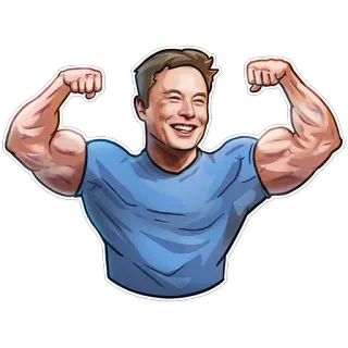 💪 Elon Musk Elon Musk, gespierd, zakenman, Meme, sterk, parodie telegram sticker