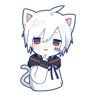 ☺️ anime, cat, kawaii, cute, white hair, red eyes, sticker telegram sticker