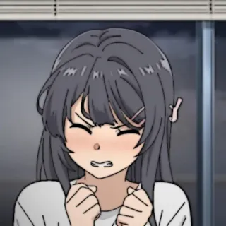 🐰 Mai Sakurajima Rascal Does Not Dream of Bunny Girl Senpai 애니메이션, 소녀, 슬픈, 표정, 귀여운 whatsapp sticker