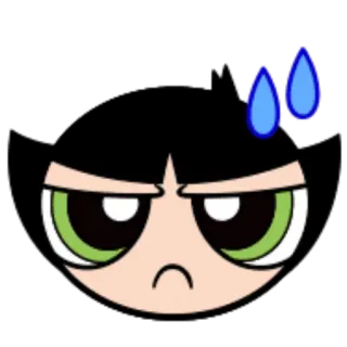 😅 Buttercup The Powerpuff Girls Лютик, Суперкрошки, мультфильм, пот, обеспокоенный telegram sticker