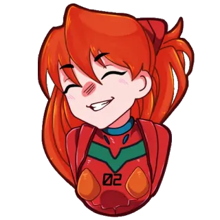 😁 Asuka Langley Sohryu Neon Genesis Evangelion 02 Anime, Mädchen, rote Haare, Evangelion, Charakter telegram sticker