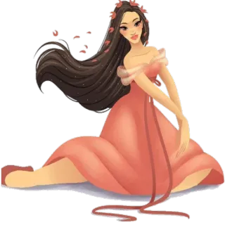 😌 женщина, платье, иллюстрация, платье, мультфильм, фэнтези telegram sticker