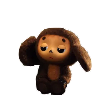 😒 cheburashka, cartoon, sad, brown, animal, russian cartoon telegram sticker