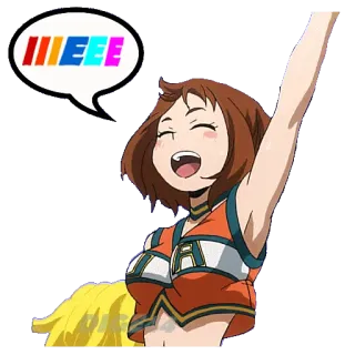 🥳 Ochaco Uraraka My Hero Academia IEEE Anime, Líder de torcida, Uraraka, IEEE, Garota, Fanart telegram sticker