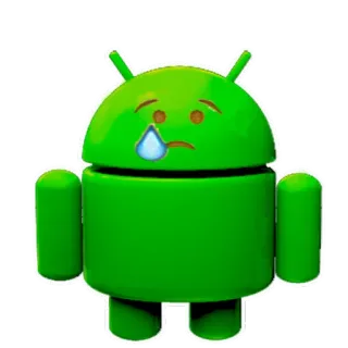 😢 Android Android, robot, verdrietig, huilen, emoties, groen telegram sticker