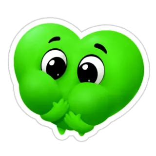 🤢 表情符号, 绿色, 心, 卡通, 可爱, 卡哇伊 telegram sticker