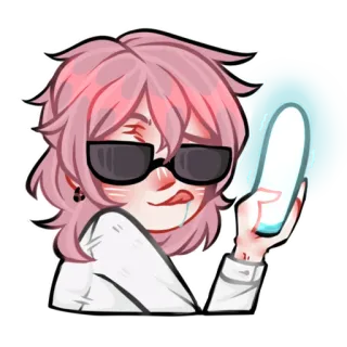 🌚 tóc hồng, anime, sticker, kính râm, nhân vật, nghệ thuật whatsapp sticker