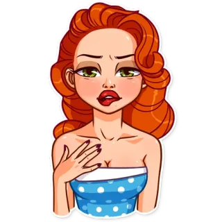 💋 mujer, dibujos animados, ilustración, chica, pelirroja, femenina telegram sticker