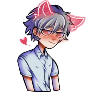 🐱 Anime, Orelhas de gato, Ilustração, Desenho animado whatsapp sticker
