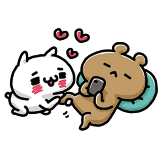 ❤️ Hoạt hình, Động vật, Dễ thương, Tình yêu, Trái tim, Điện thoại, Nằm telegram sticker