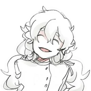 😊 Anime, Lindo, Pelo blanco, Dibujo animado, Sonriendo, Feliz, Boceto, Retrato telegram sticker