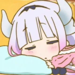 🧸 Kanna Kamui Miss Kobayashi's Dragon Maid Anime, Naga, Mengantuk, Lucu, Kawaii whatsapp sticker