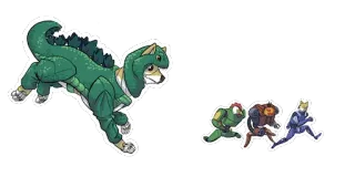 🎦 собака, Годзилла, костюм, кайдзю, монстр, бег telegram sticker