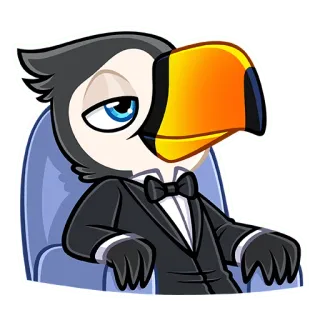 🤵 tucano, pássaro, smoking, terno, desenho animado, animal telegram sticker