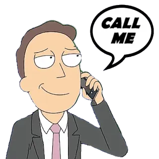 📞 Jerry Smith Rick and Morty CALL ME rick y morty, jerry smith, llámame, dibujos animados, teléfono, serie tv telegram sticker