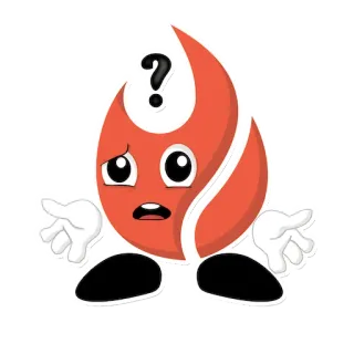 😮 flamme, dessin animé, point d'interrogation, confus, feu, personnage telegram sticker