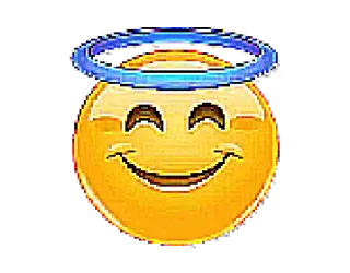 😇 表情符号, 天使, 光环, 微笑, 快乐, 黄色 telegram sticker