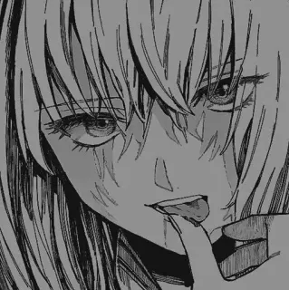 🖤 Anime, Fille, Manga, Esthétique, Noir et blanc, Émotionnel, Portrait telegram sticker