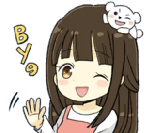 🖐 Bye kreskówka, anime, pozdrowienie, machanie, słodkie, dziewczyna, pa telegram sticker