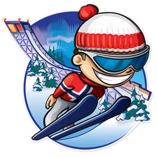 🇳🇴 ski jumping, winter sports, ski, athlete, cartoon, snow telegram sticker