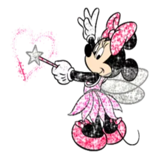 🧚‍♀ Minnie Mouse Minnie Maus, Disney, Cartoon, Fee, Zauberstab, Herz telegram sticker