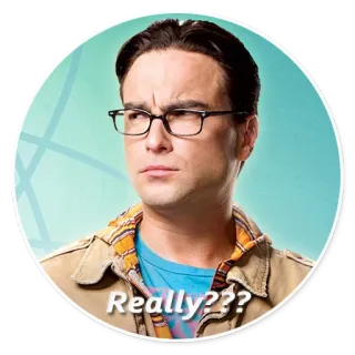 😳 Leonard Hofstadter The Big Bang Theory Really??? leonard hofstadter, the big bang theory, serie tv, de verdad, cuestionando whatsapp sticker