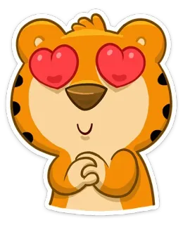 😍 tigre, amour, cœur, animal, mignon, dessin animé telegram sticker