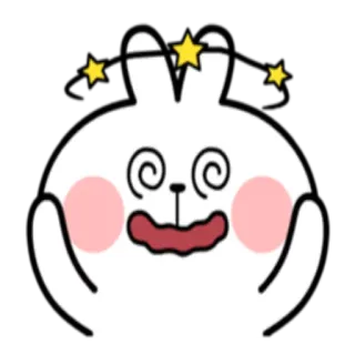 😯 Hase, Cartoon, schwindelig, Sterne, niedlich, Tier telegram sticker