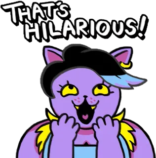 😻 THAT'S HILARIOUS! chat, drôle, dessin animé, animal, violet, hilarant telegram sticker