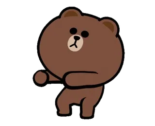 🤪 Brown bear, dancing, cartoon, cute, animal, LINE Friends telegram sticker