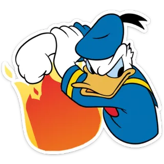 💪 Donald Duck Cartone animato, Arrabbiato, Disney, Fuoco, Anatra telegram sticker