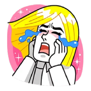 😭 泣く, 悲しい, 感情的, 漫画, 涙, 動揺, ブロンド, 女性 telegram sticker