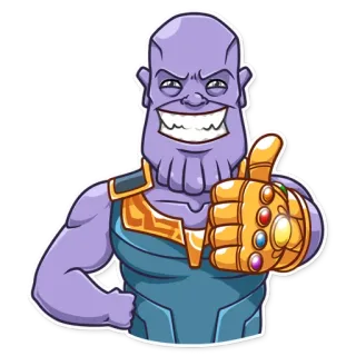 👍 Thanos marvel, villain, superhero, comic book, infinity gauntlet, thumbs up telegram sticker