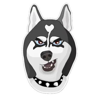 😡 anjing, husky, kartun, hewan, hewan peliharaan, hitam, putih telegram sticker