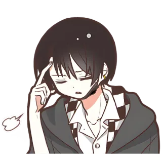 😮‍💨 anime, myślenie, kreskówka, postać telegram sticker