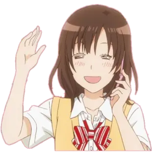 ☺️ anime, girl, smile, waving, happy, cartoon whatsapp sticker