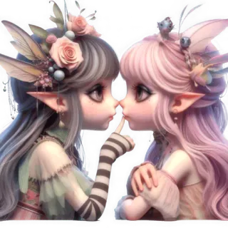 😶 fairies, fantasy, cute, pastel, whimsical, magic, friends, digital art telegram sticker