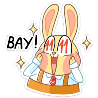 🤩 BAY! rabbit, cartoon, sticker, cute, bunny, animal, animated telegram sticker
