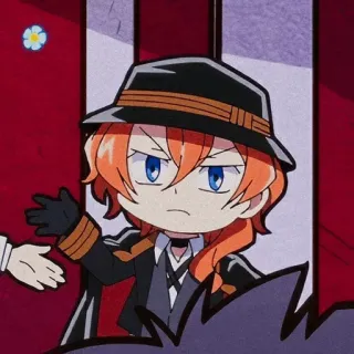 🥐 Chuuya Nakahara Bungo Stray Dogs Anime, Chibi, Cartoon, Porträt, Figur whatsapp sticker