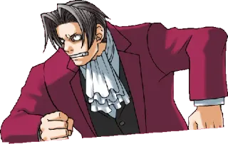 😲 Miles Edgeworth Ace Attorney Anime, Zły, Prawnik, Prokurator, Gra wideo telegram sticker