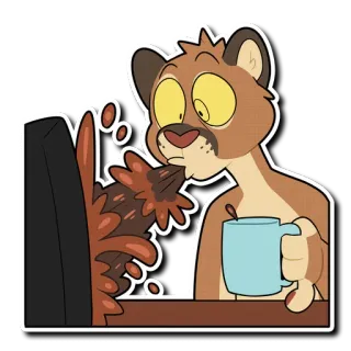 😱 kawa, komputer, wypadek, rozlanie, animacja, zwierzę, kreskówka, biuro telegram sticker