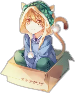 😗 anime boy, áo hoodie mèo, dễ thương, hình minh họa, hộp telegram sticker