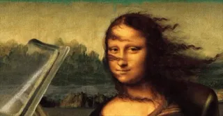 😙 Mona Lisa Mona Lisa, arte, arte clásico, gracioso, viento whatsapp sticker