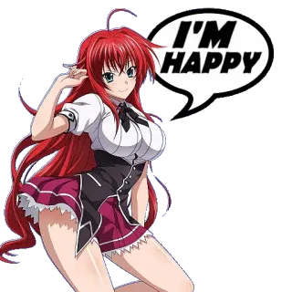😙 I'M HAPPY anime, girl, happy, red hair, cartoon telegram sticker