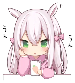 📱 うしうしう Anime, Lapin, Mignon, Téléphone, Kawaii, Dessin animé whatsapp sticker