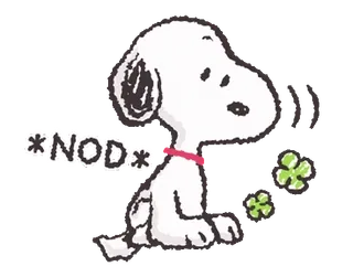 👍 Snoopy *NOD* chien, dessin animé, Snoopy, hochement de tête telegram sticker
