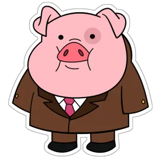 👔 Waddles Gravity Falls pig, cartoon, suit, tie, Waddles, Gravity Falls, funny, character telegram sticker
