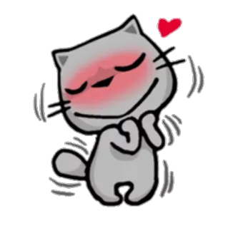 😊 Katze, Herz, Liebe, süß, Cartoon, grau telegram sticker